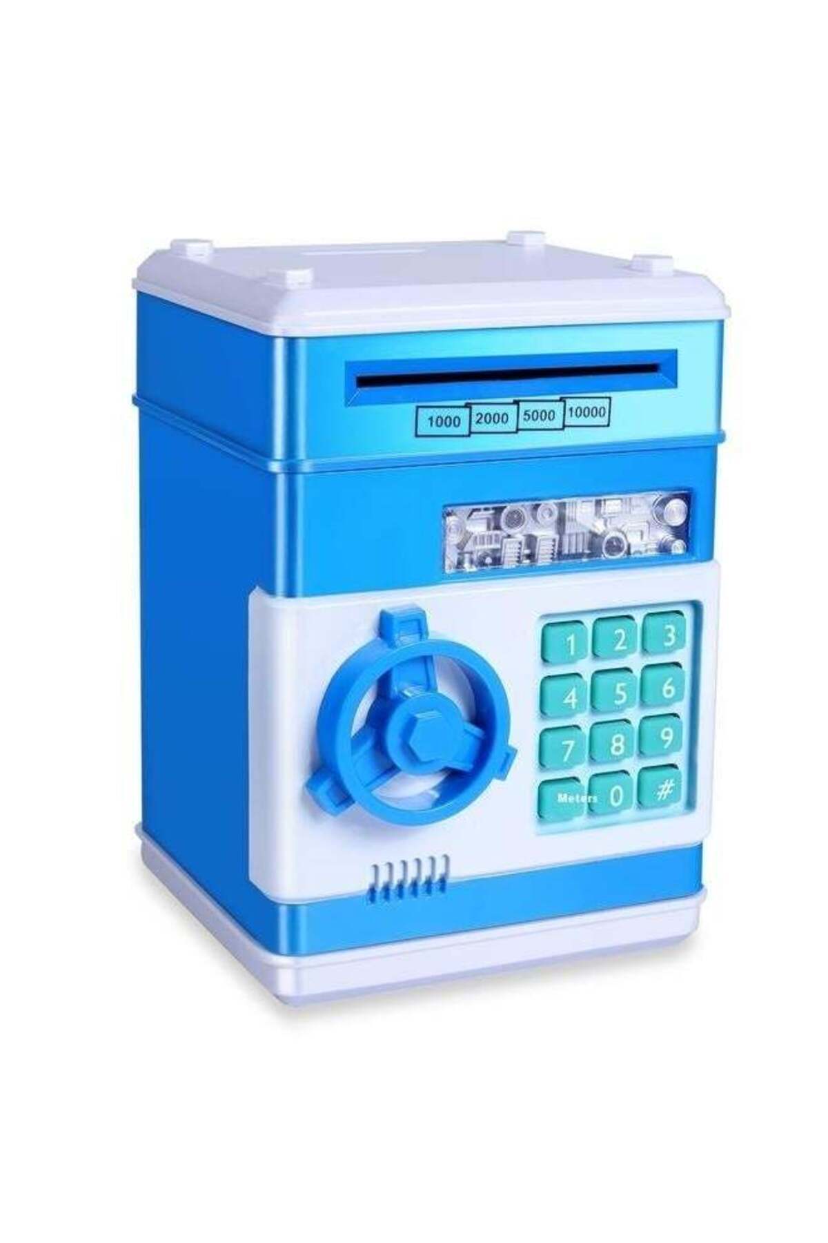 Generic Piggy Bank, Electronic Money Bank, Safe Mini ATM Cash Coin Can, Auto Scroll Paper Money Saving Box, Great Birthday for Kids, Blue White