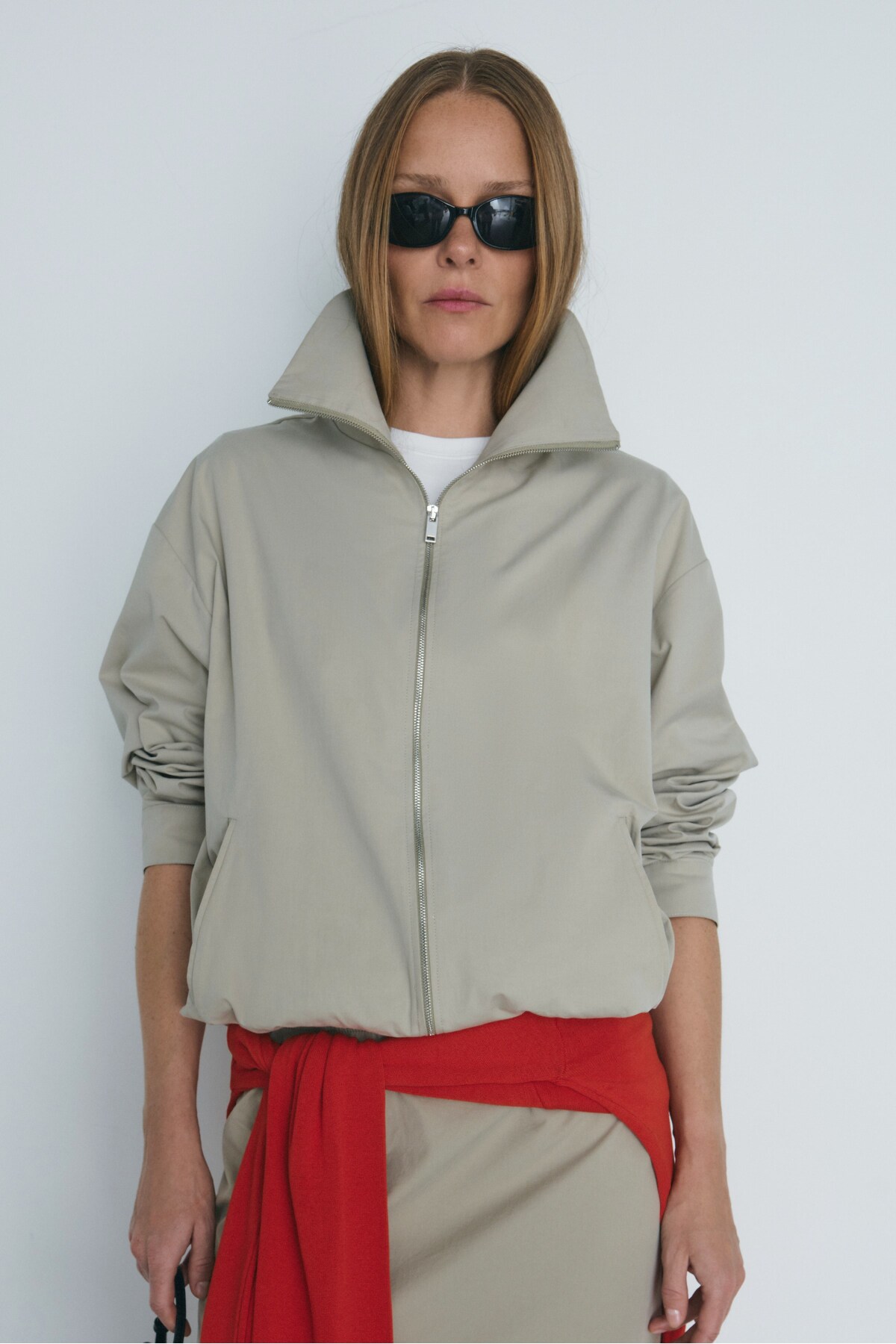 Suud Collection Taş Nora Fermuarlı Gabardin Ceket görsel 3