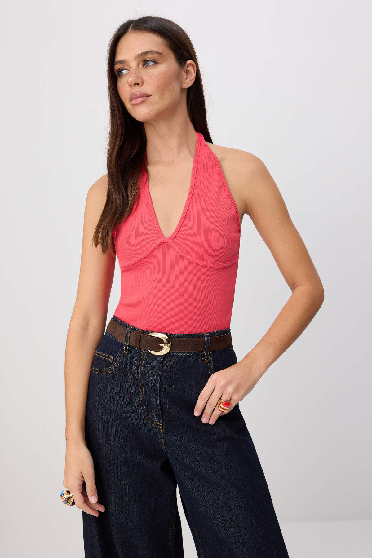 Trendyolmilla Fuşya Düz Regular Boyundan Bağlamalı Kolsuz Fitilli Esnek Örme Bluz TWOSS26BZ00763