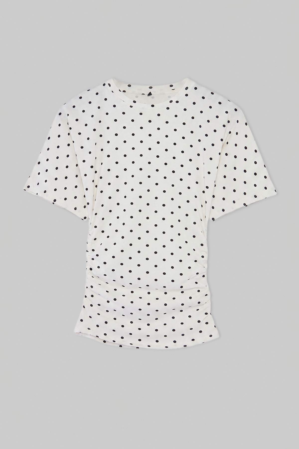 Trendyolmilla Çok Renkli Fitted Bisiklet Yaka Puantiyeli Kısa Büzgülü Pamuklu Esnek Örme T-Shirt TWOSS26TS00052