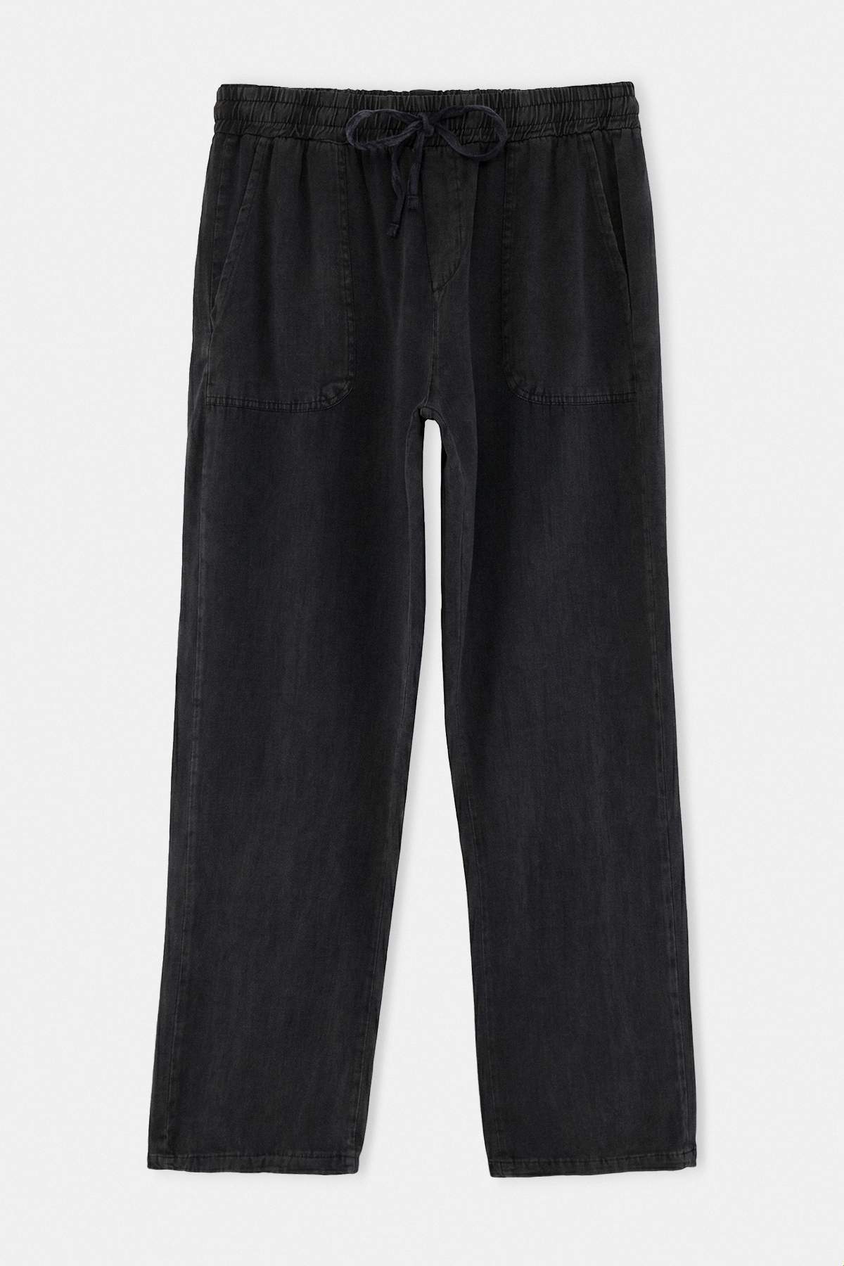 Trendyolmilla Man Siyah Kot Görünümlü Straight Fit Erkek Pantolon TMNAW27PL00003