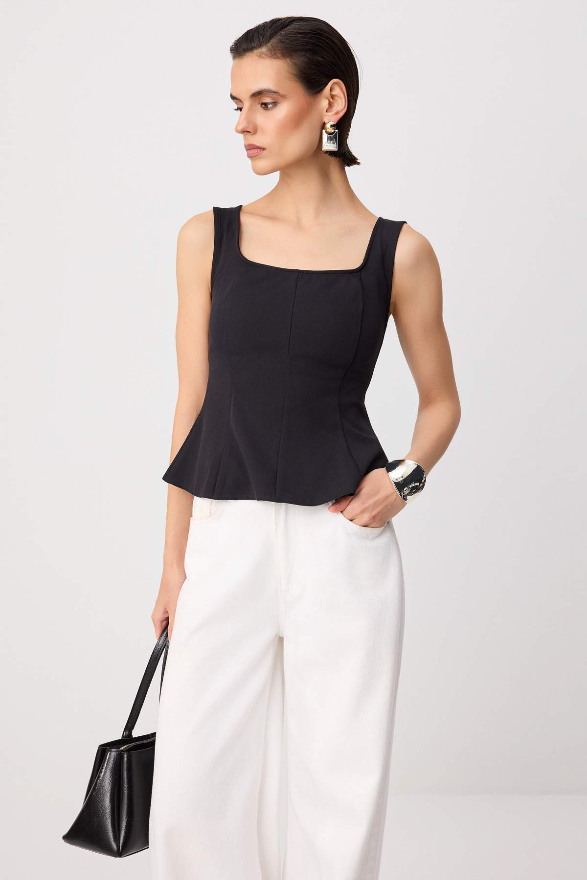 Trendyolmilla Siyah Dokuma Alt&Üst Bluz TWOSS25BZ00497