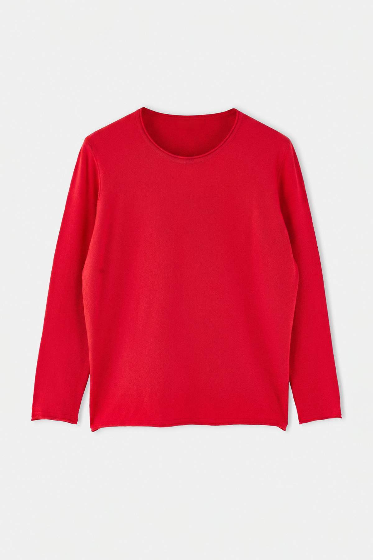 Trendyolmilla Curve Wardrobe Essentials Kırmızı Özel İplik Basic İnce Triko Kazak TBBAW27AN00044