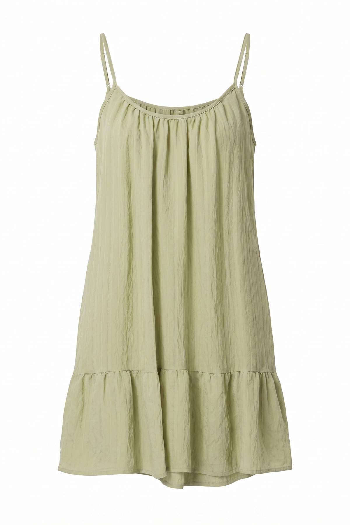 Trendyolmilla Yeşil Havuz Yaka Shift/Düz Kesim Kısa / Mini Dokuma Elbise TWOSS26EL01240