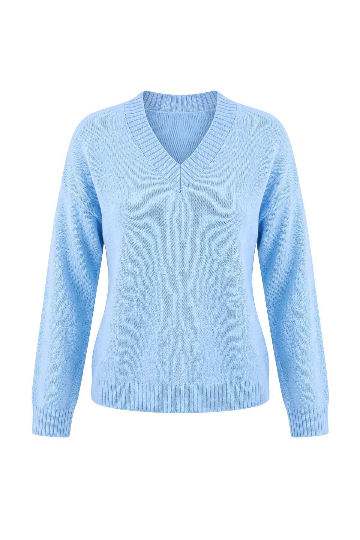 Trendyolmilla Wardrobe Essentials Mavi Yumuşak Dokulu V Yaka Triko Kazak TWOAW26KZ00091