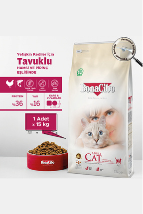 BonaCibo Adult Cat 15 Kg Tavuklu (Hamsi ve Pirinç eşliğinde) Yetişkin Kedi Ma...