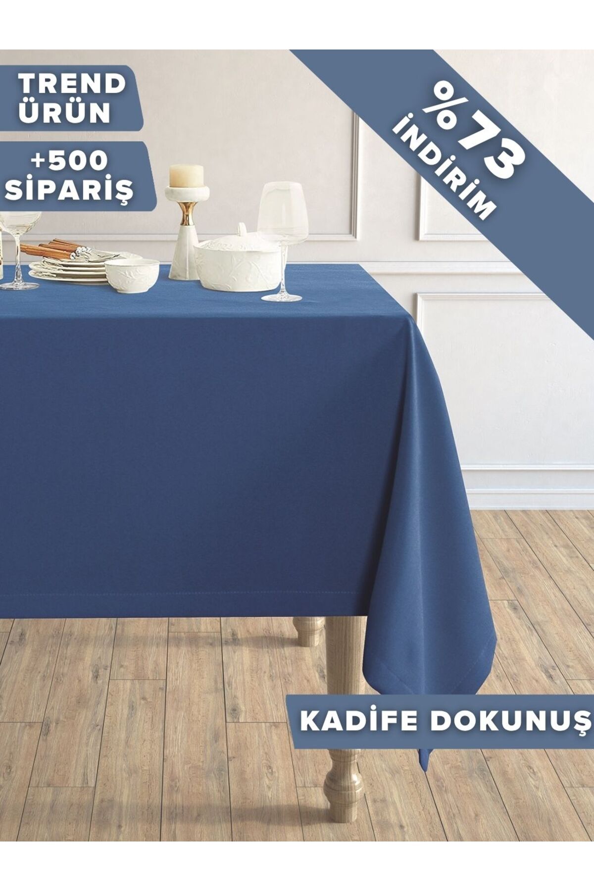 Daily Series Sapphire Tablecloth with Velvet Texture