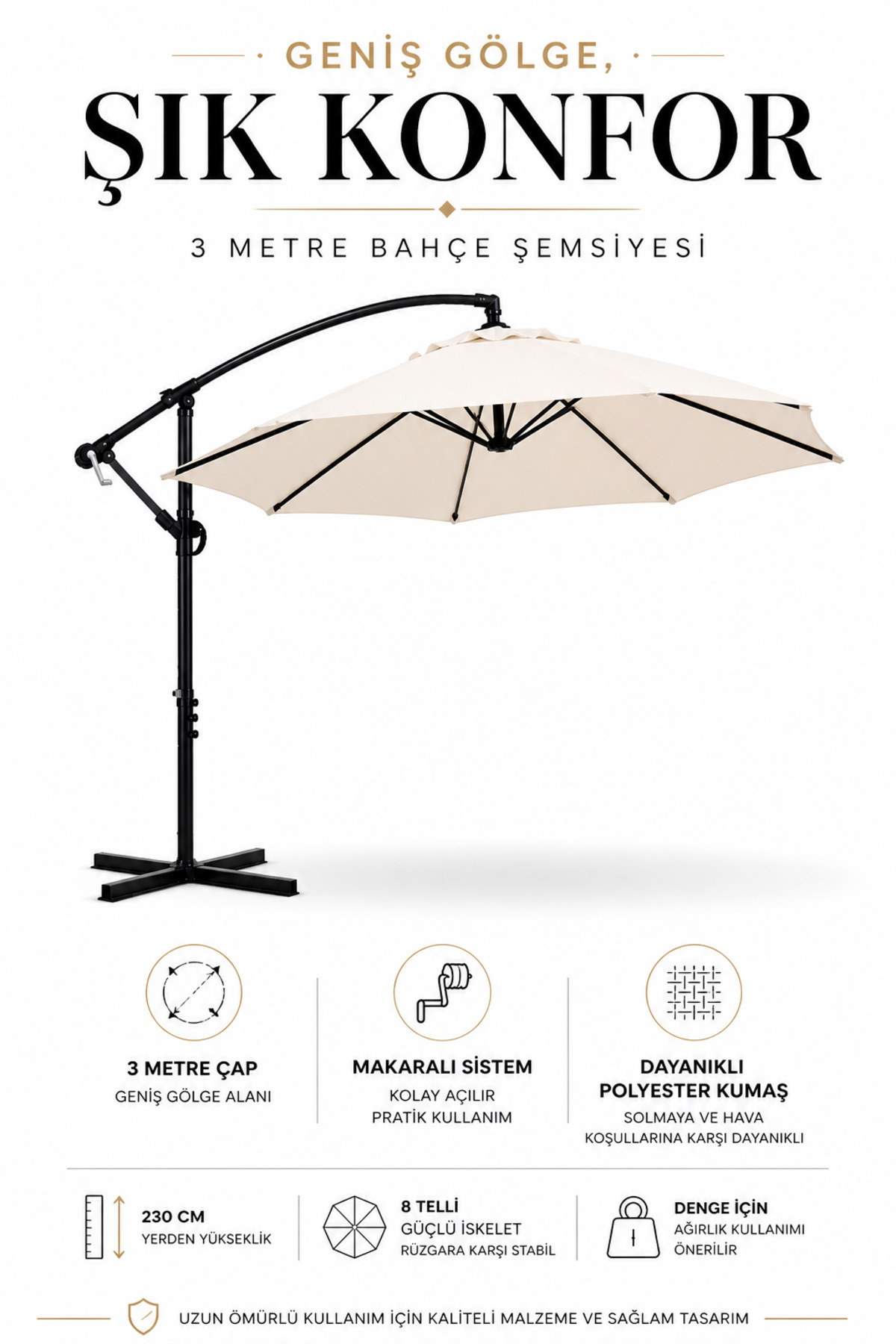 Bulb Umbrella, Roller Garden Umbrella, Balcony Umbrella 3 mt.