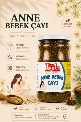 TİJDA Anne Bebek Çayı-350 GR.Rezene, Kimyon, Anason, Öğütülmüş