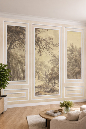 dreamwall Duvar Çıtası ve Nostaljik Kır Manzara Desenli Tek Parça Tekstil Duv...