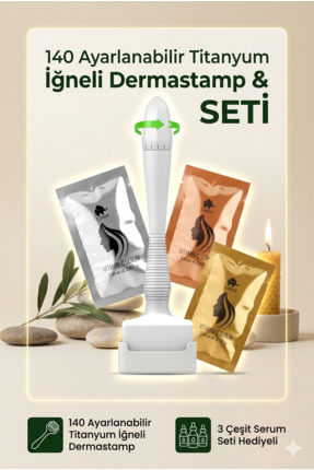 ELAMOUR 140 Titanyum İğneli Ayarlanabilir İğne Ölçülü (0.25-3.0mm) Dermastamp