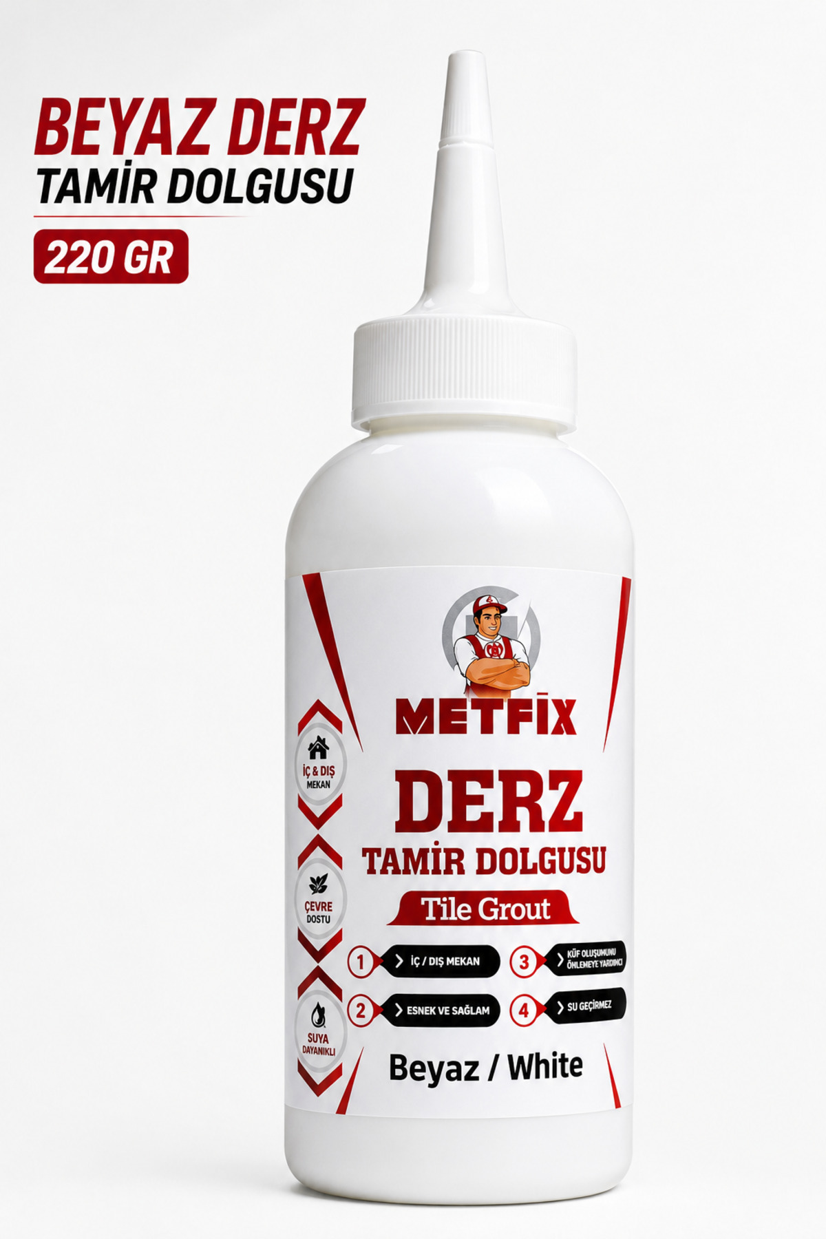 White Ready Joint Repair Filler 220 Gr Tiles Ceramic Marble Regenerative Renewal