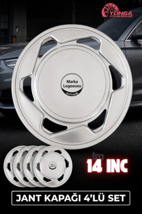 YONGA OTO AKSESUAR Mitsubishi L300 14 İnç Jant Kapağı 4'lü Set Gümüş + 4 Ambl...