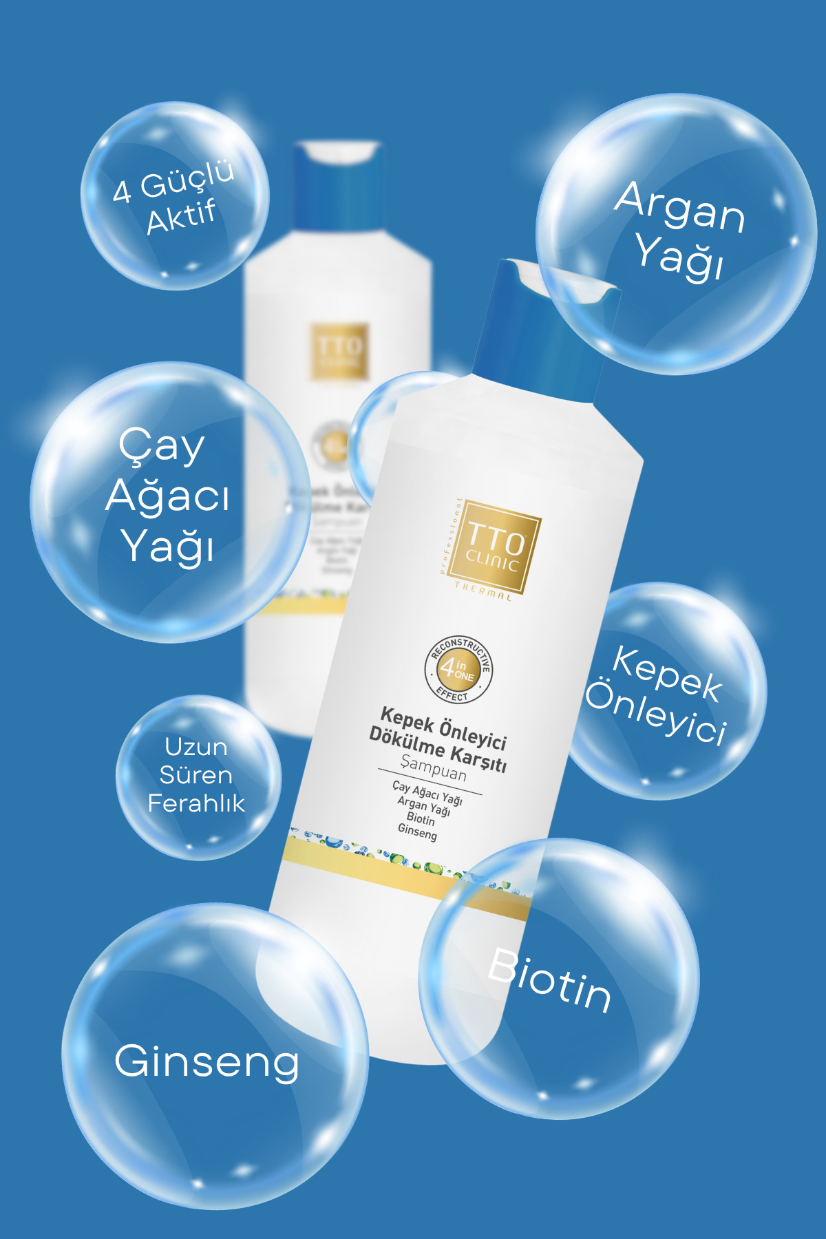 Saç Şampuanı Kepek ve Dökülme Karşıtı 400 ml Biotin ve Keratin Clinic Unisex — 8680145084015 — تصویر 3 از 6