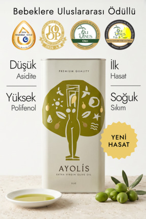 Ayolis Premium Anne Bebek Çocuk Zeytinyağı 5 Lt Ödüllü Ilk Hasat Soğuk Sıkım ...