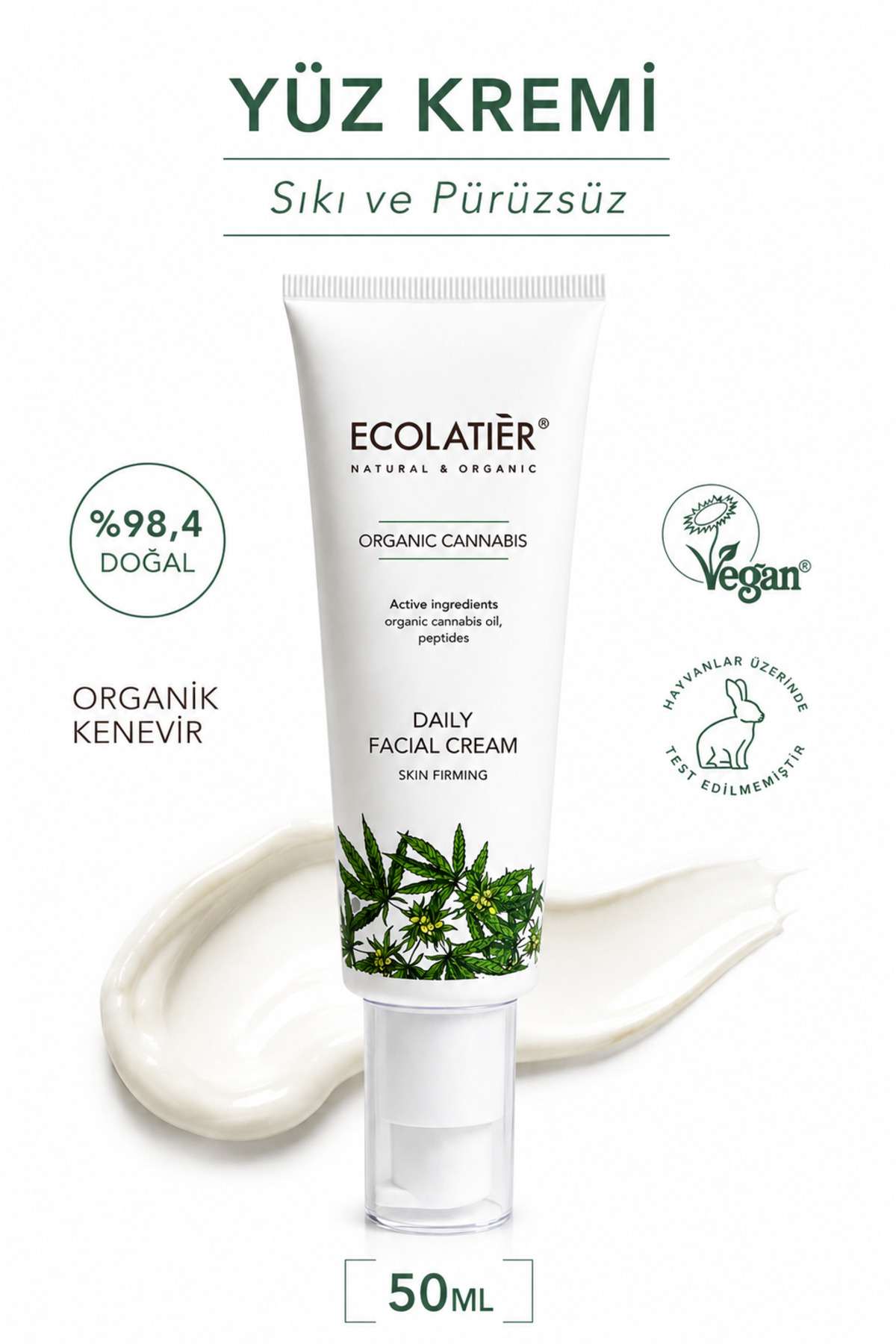 ECOLATIER Gündüz Yüz Kremi Organik Kenevir Yağlı Sıkılaştırıcı Yaşlanma Karşıtı 50 ml — TYC8UTKD7N170841745819683
