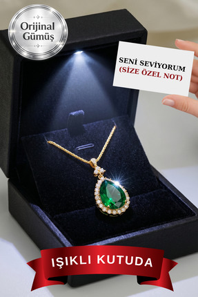 CARAT STONE IŞIKLI KUTUDA 925 AYAR GÜMÜŞ HÜRREM SULTAN ,KADIN KOLYE , ZİNCİR+...