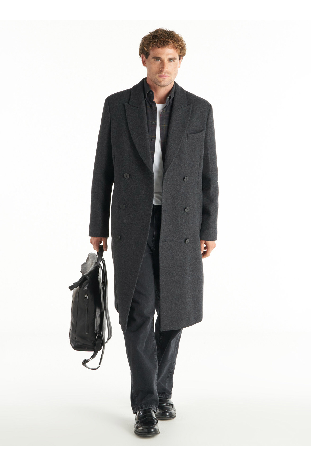 Ted Baker DIAGONAL DOKULU OVERSIZE KRUVAZE PALTO görsel 7