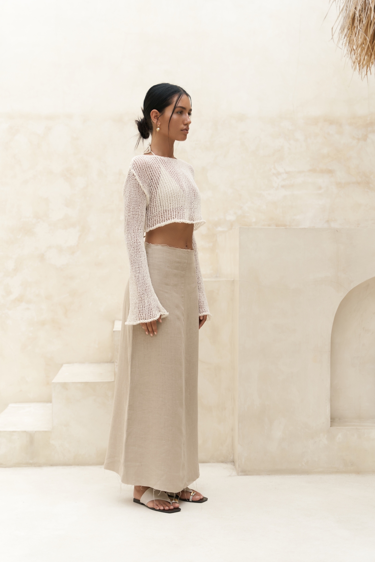 BOHEMAİ Daisy Ekru İnce Triko Crop görsel 4