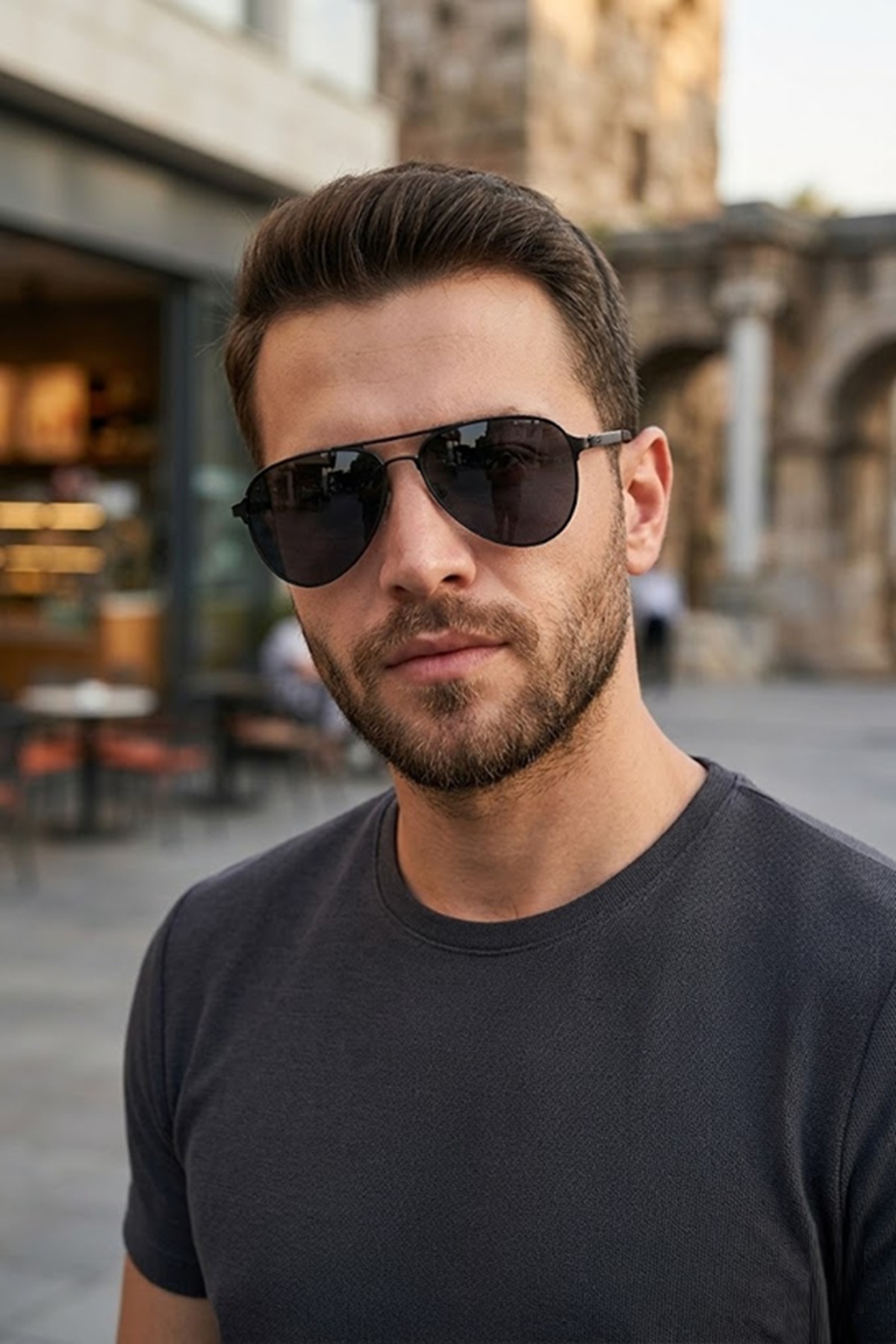 Di Caprio Erkek Siyah Oval Damla Model Polarize Camlı Güneş