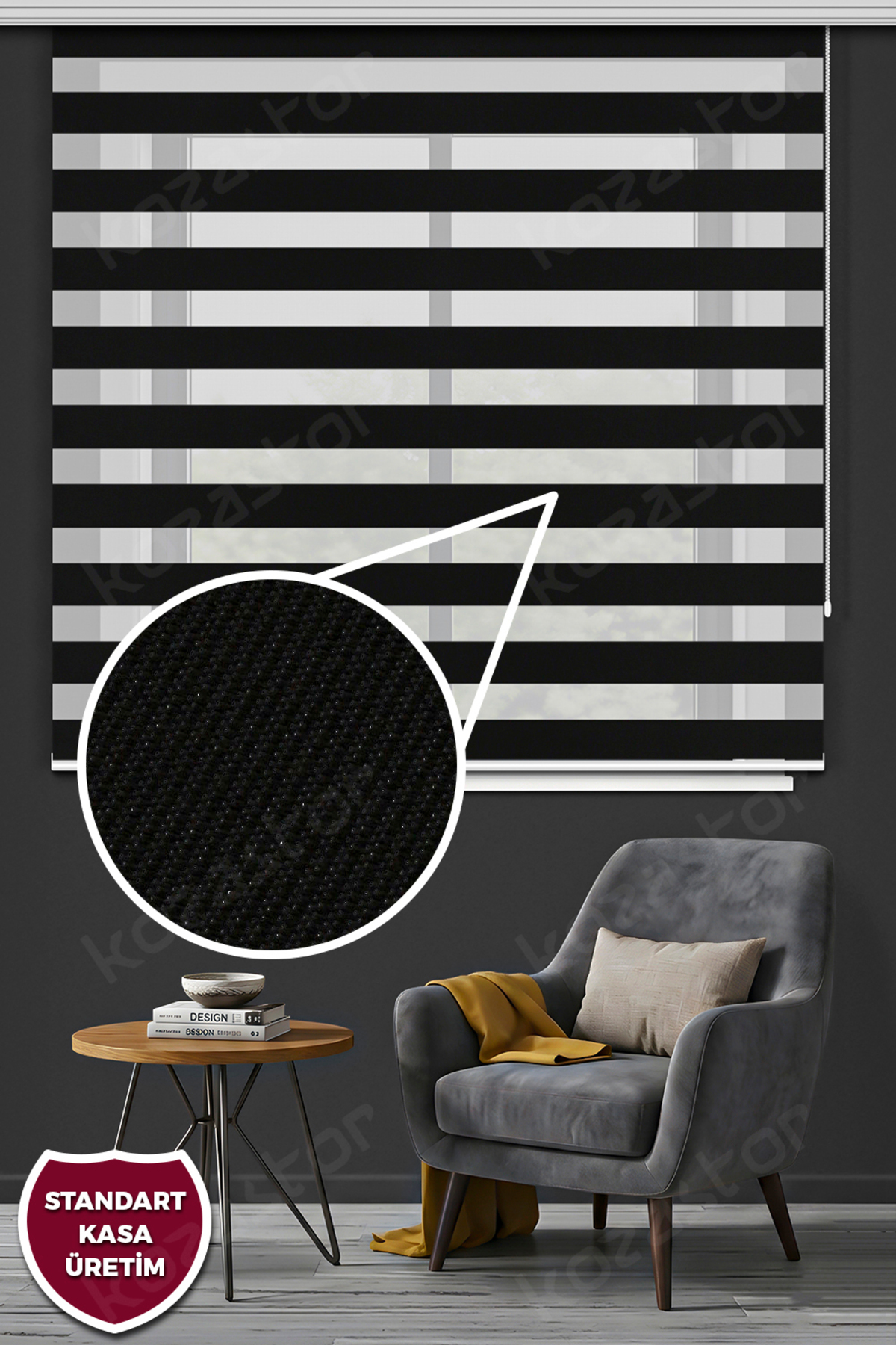 Zebra Curtain Black Bamboo Pls125 V09