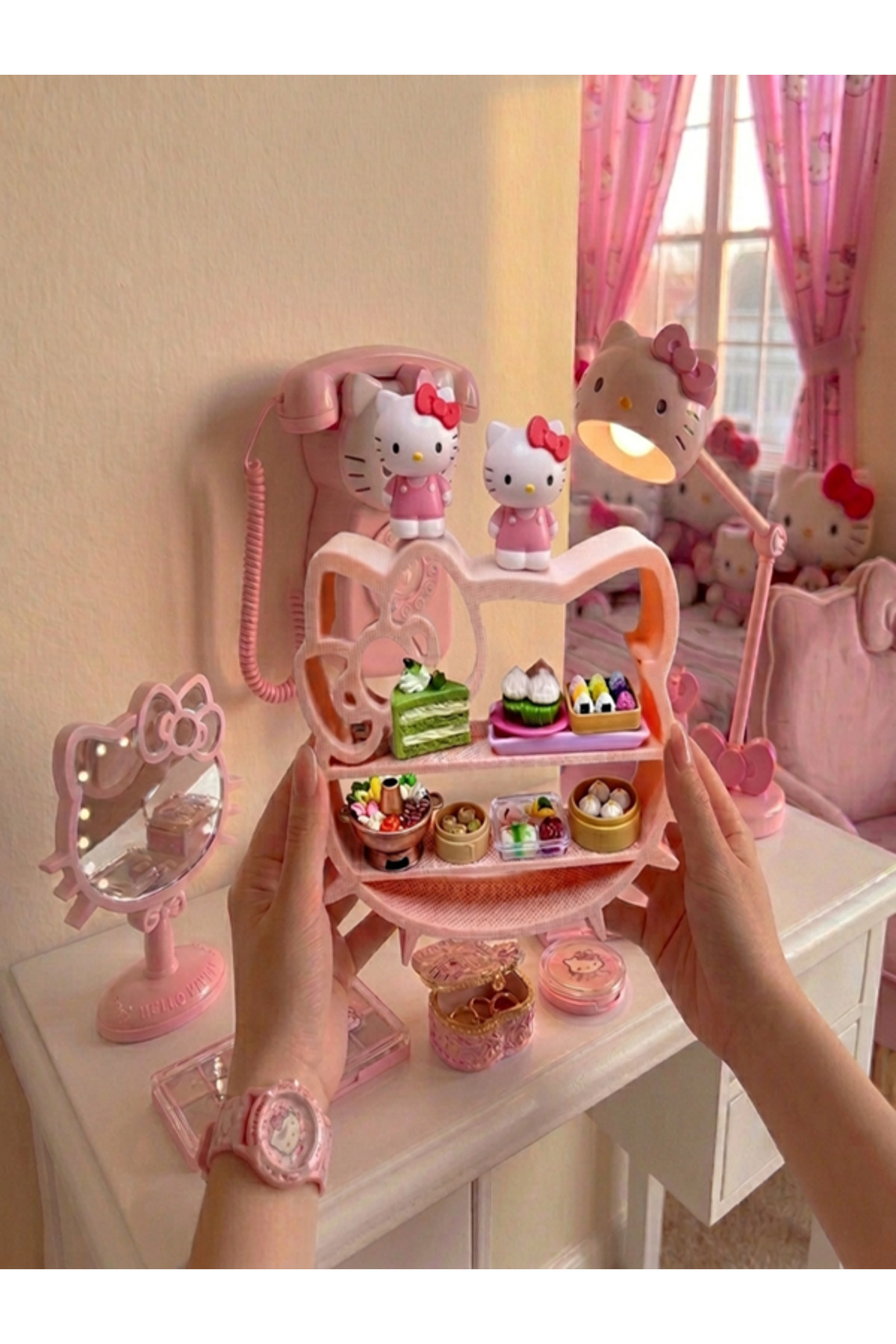 Hello Kitty 80th Anniversary 木製ボックス 2個 Küp Atölye Hello Kitty Masaüstü Raf Organizer - Fiyatı, Yorumları