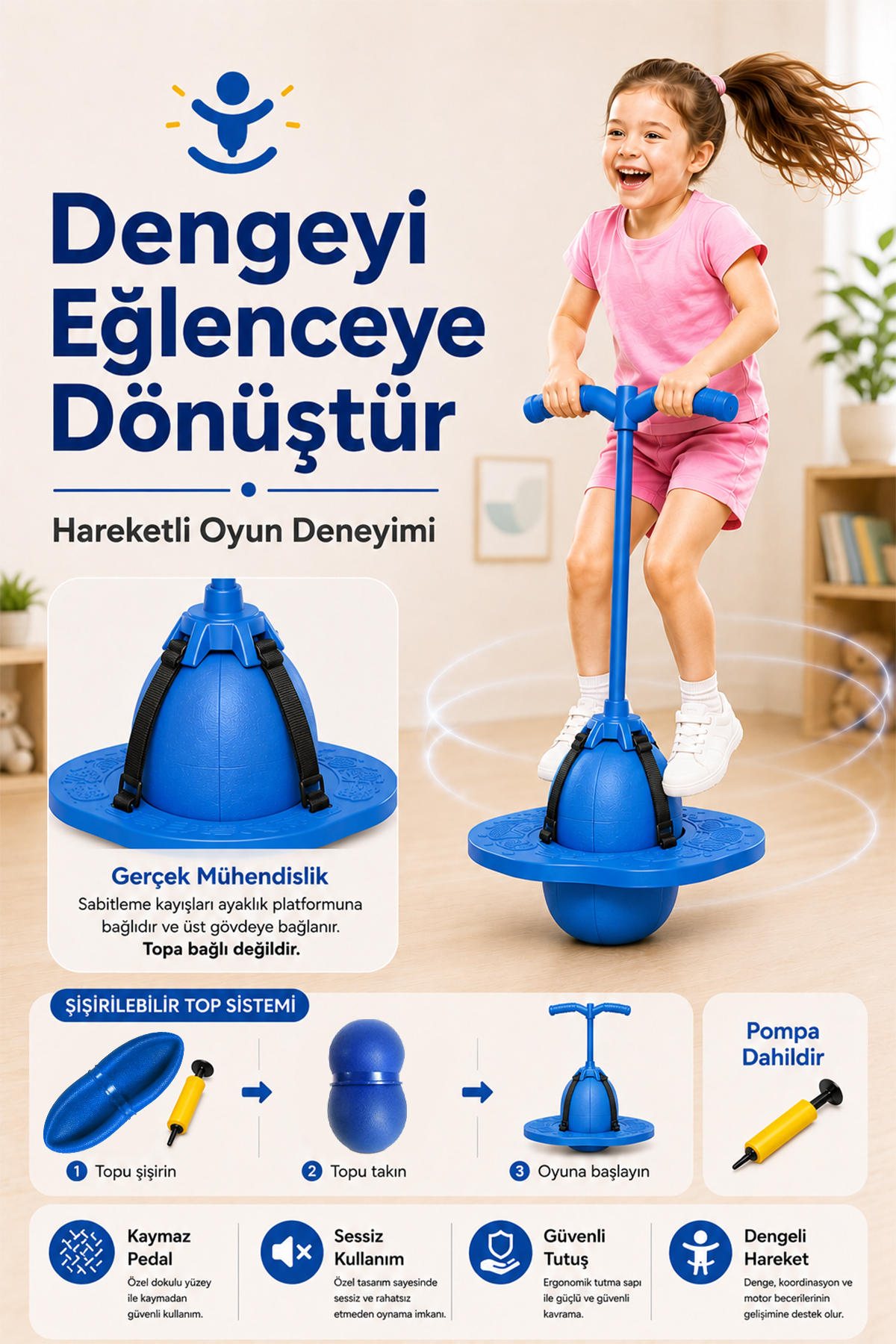 indirimsevinci Zıp Zıp Top Çocuk Zıplama Oyuncağı Denge