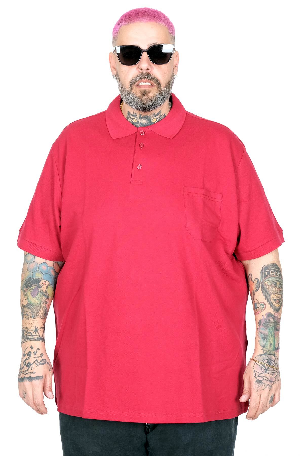 Mode XL T-Shirt Polo Collar with Pocket Classic 20550 Burgundy