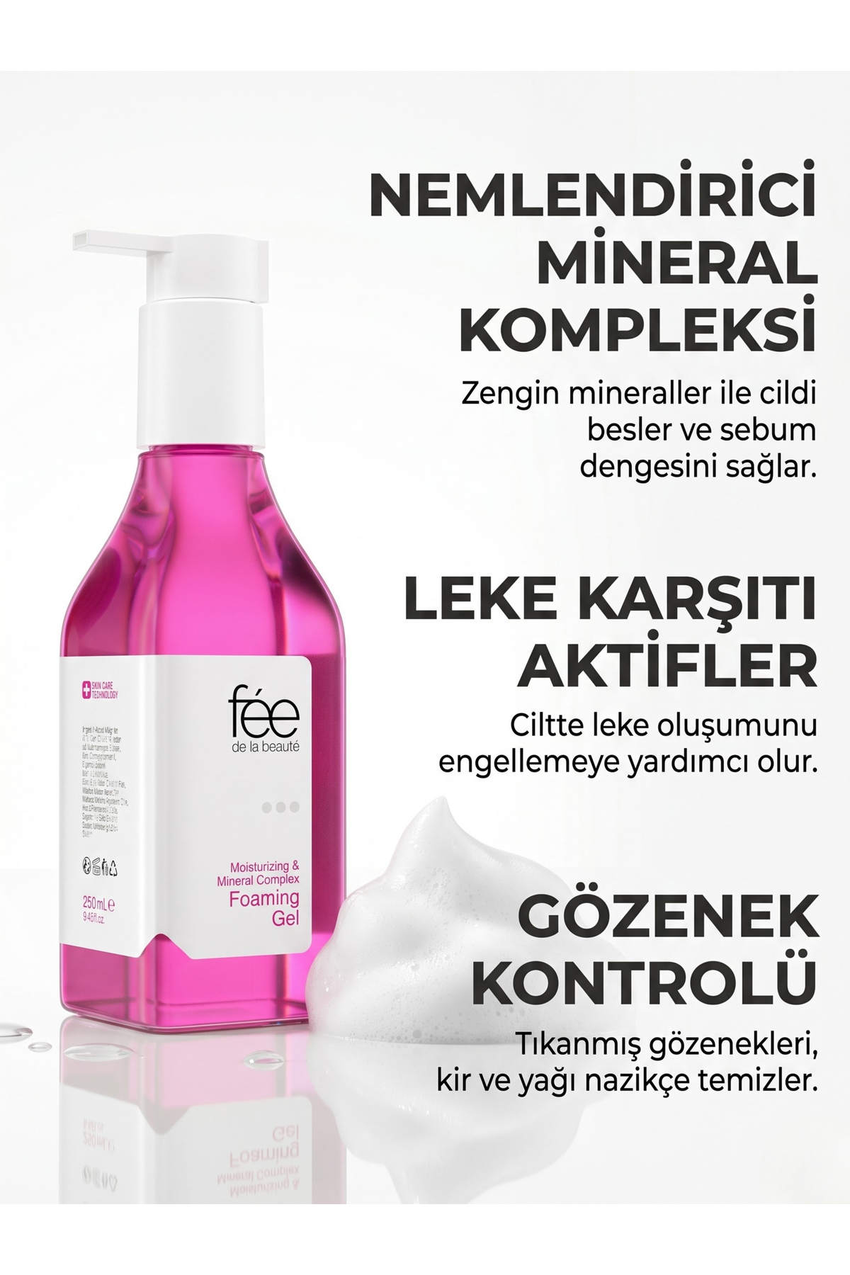 Mineralli Ve Nemlendirici Etkili Hassas & Normal Ciltler Için Yüz Temizleme Jeli 250 ml — FEE06 — تصویر 4 از 6