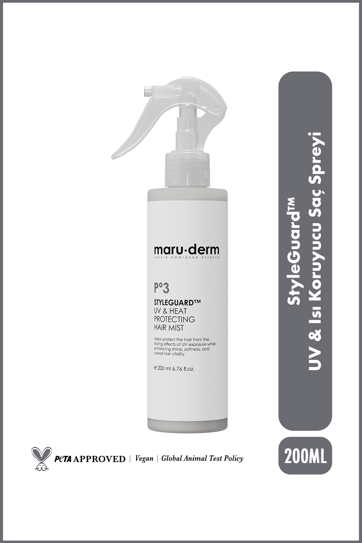 Maru.Derm StyleGuard™ UV & Isı Koruyucu Saç Spreyi – Güneş ve Isı Koruyucu Hair Mist 200 ML — 8682397033551