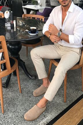 Zeynep Sıradağlı Vegone Erkek Hakiki Deri Terlik Vizon Süet