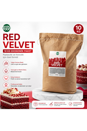 ergo food Red Velvet Kek 10 Kg Profesyonel Kadife Dokulu Kek Mix | Yoğun Kırm...