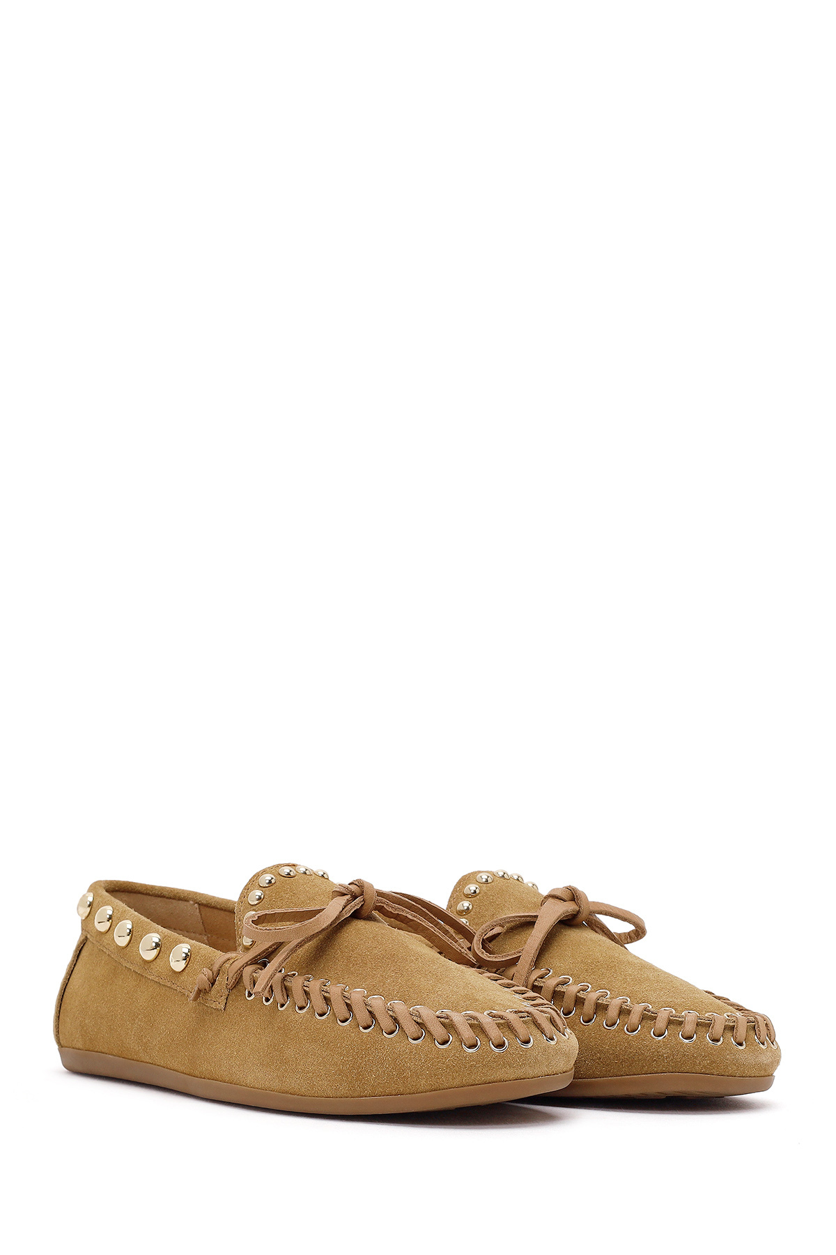 Derimod Kadın Bej Süet Deri Loafer 26PFD552410 görsel 2