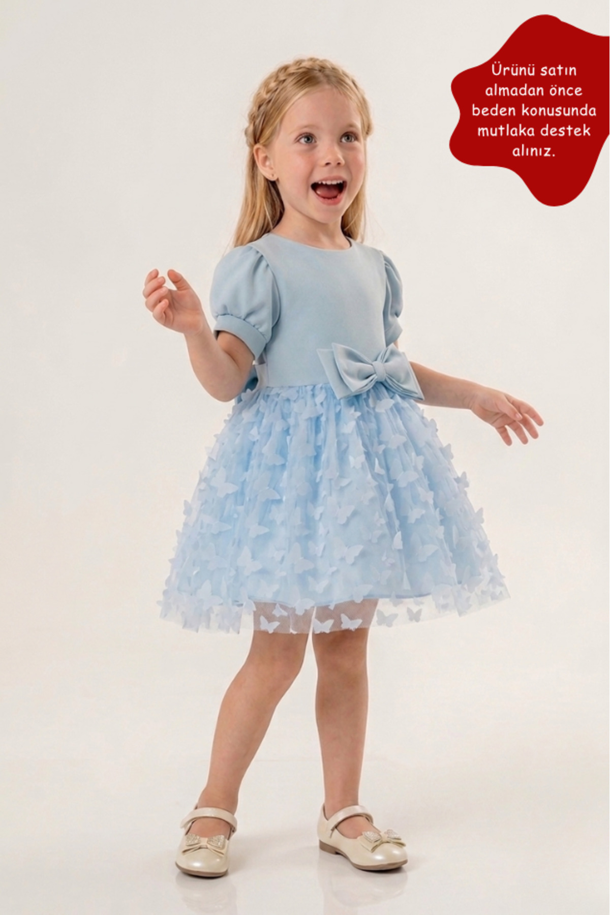 Eray Kids Kelebek Ve Fiyonk Detaylı Kız Çocuk Abiye Elbise