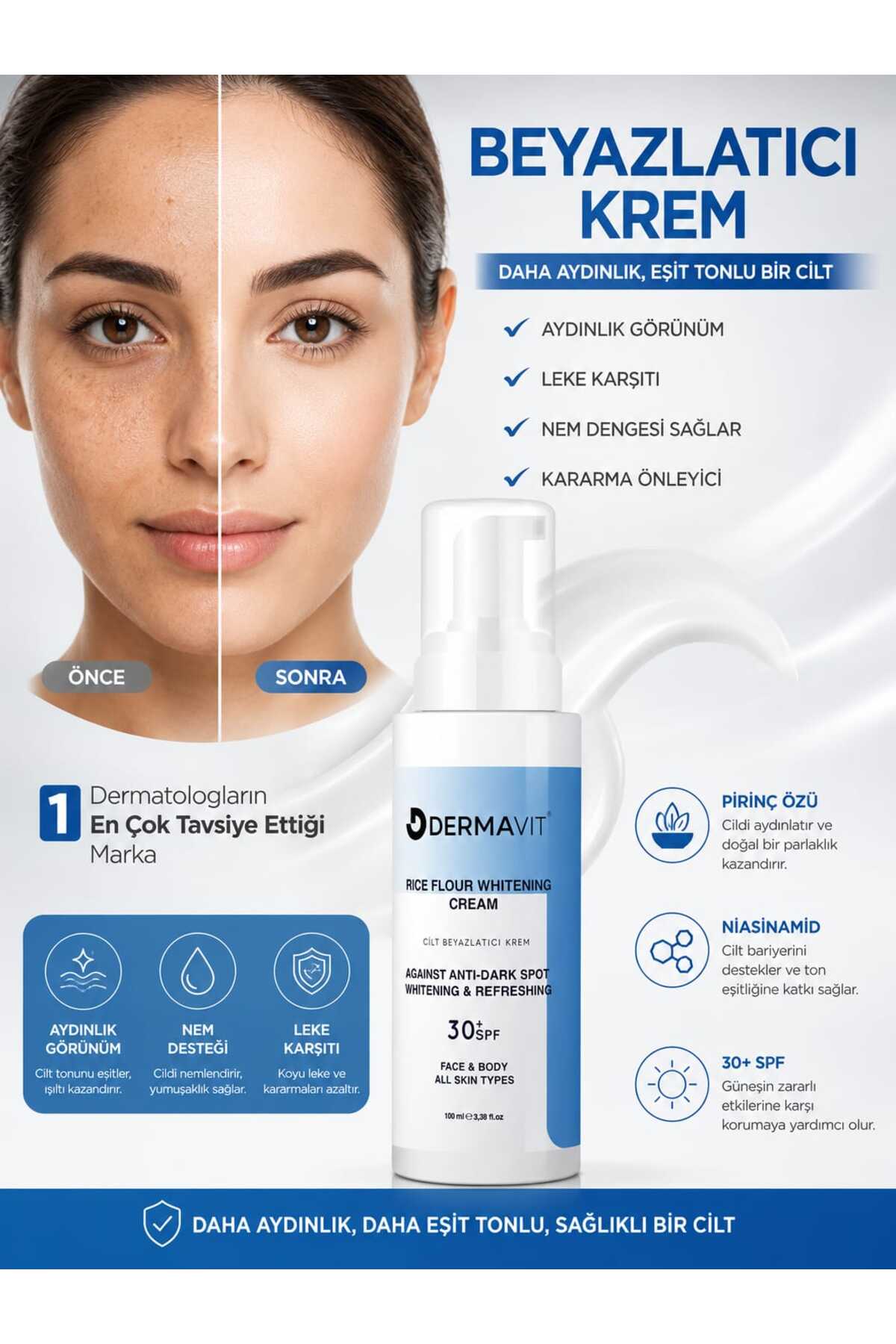 Dermavit Koltuk Altı-diz-dirsek Ve Bikini Bölgesi Cilt Beyazlatıcı Krem 100 ml Skin Whitening Cream — cild