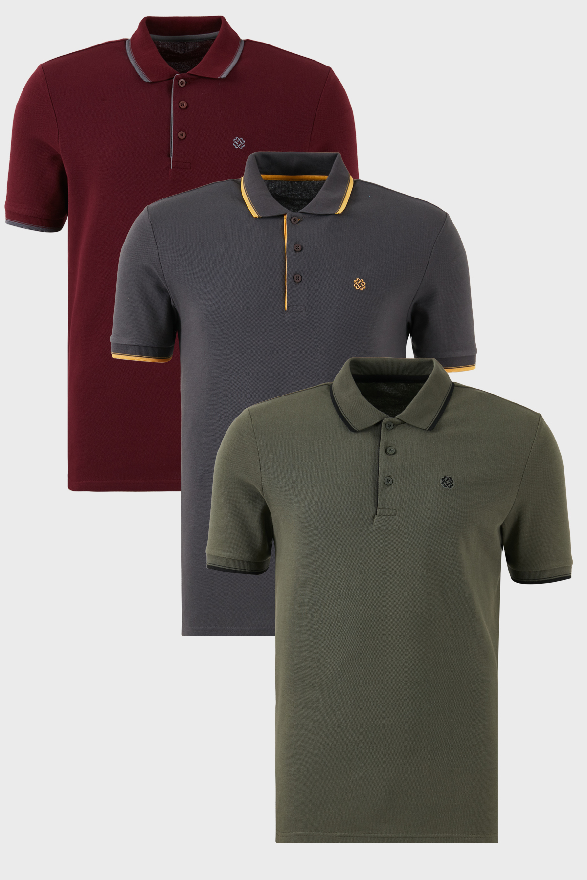 Buratti Cotton Regular Fit Stripe Detailed Buttoned Polo Collar 3-Pack t Shirt Men's t Shirt 5902118