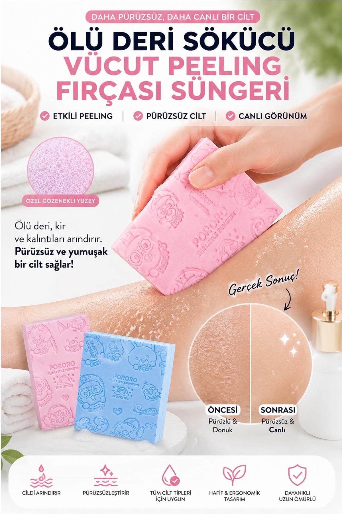 İndirimKap Banyo Vücut Duş Süngeri Sihirli Vücut Ölü Deri Sökücü Vücut Masaj Peeling Fırçası Süngeri