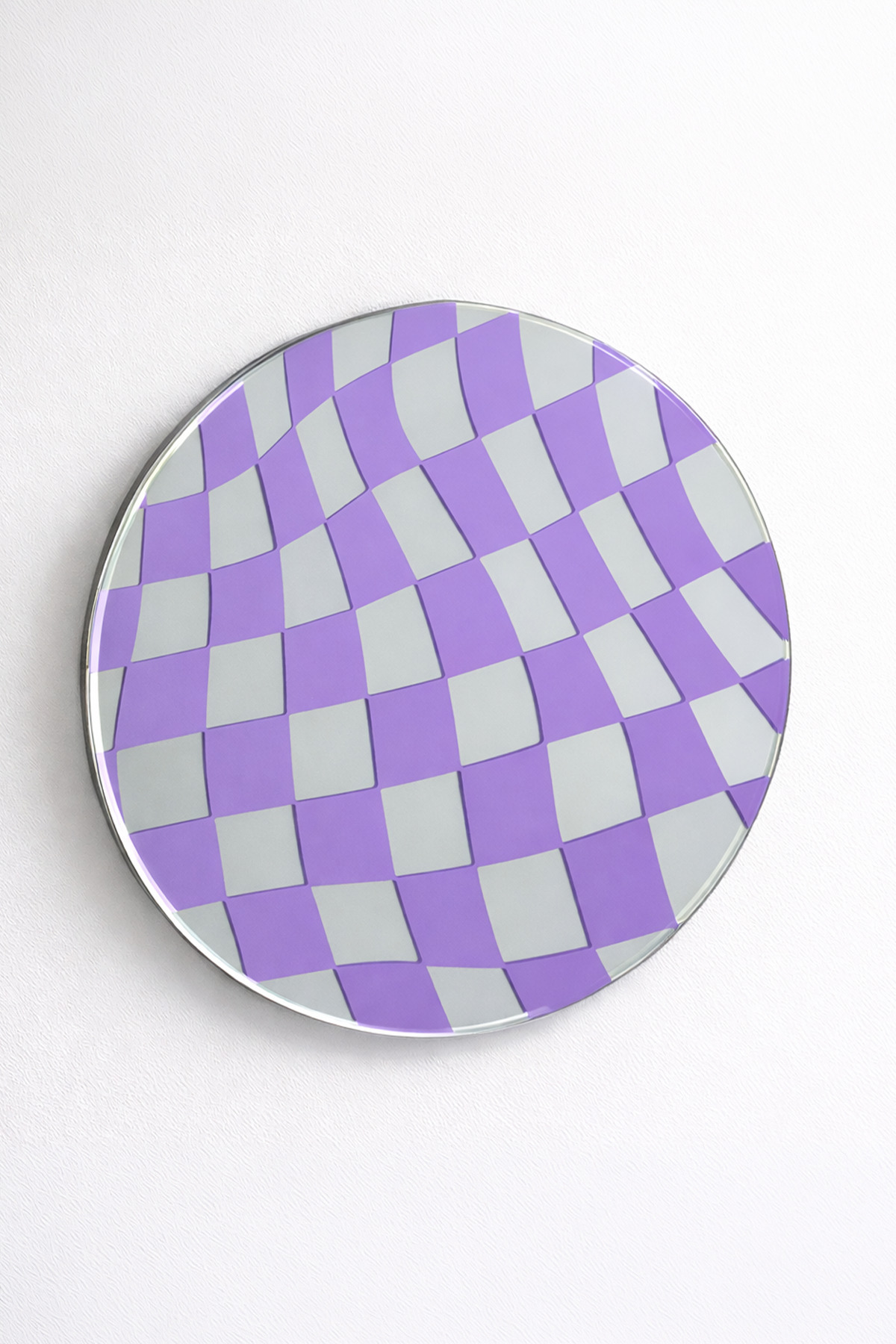 Echo Deco Square Printed Round Decorative Mirror Purple Color 15*15