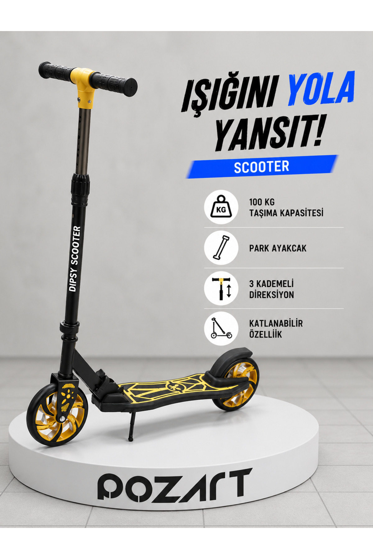 Foldable with Wheels + Max 100 kg Carrying Capacity Over 12 Years 9-12 Years old with BrakeScooter
