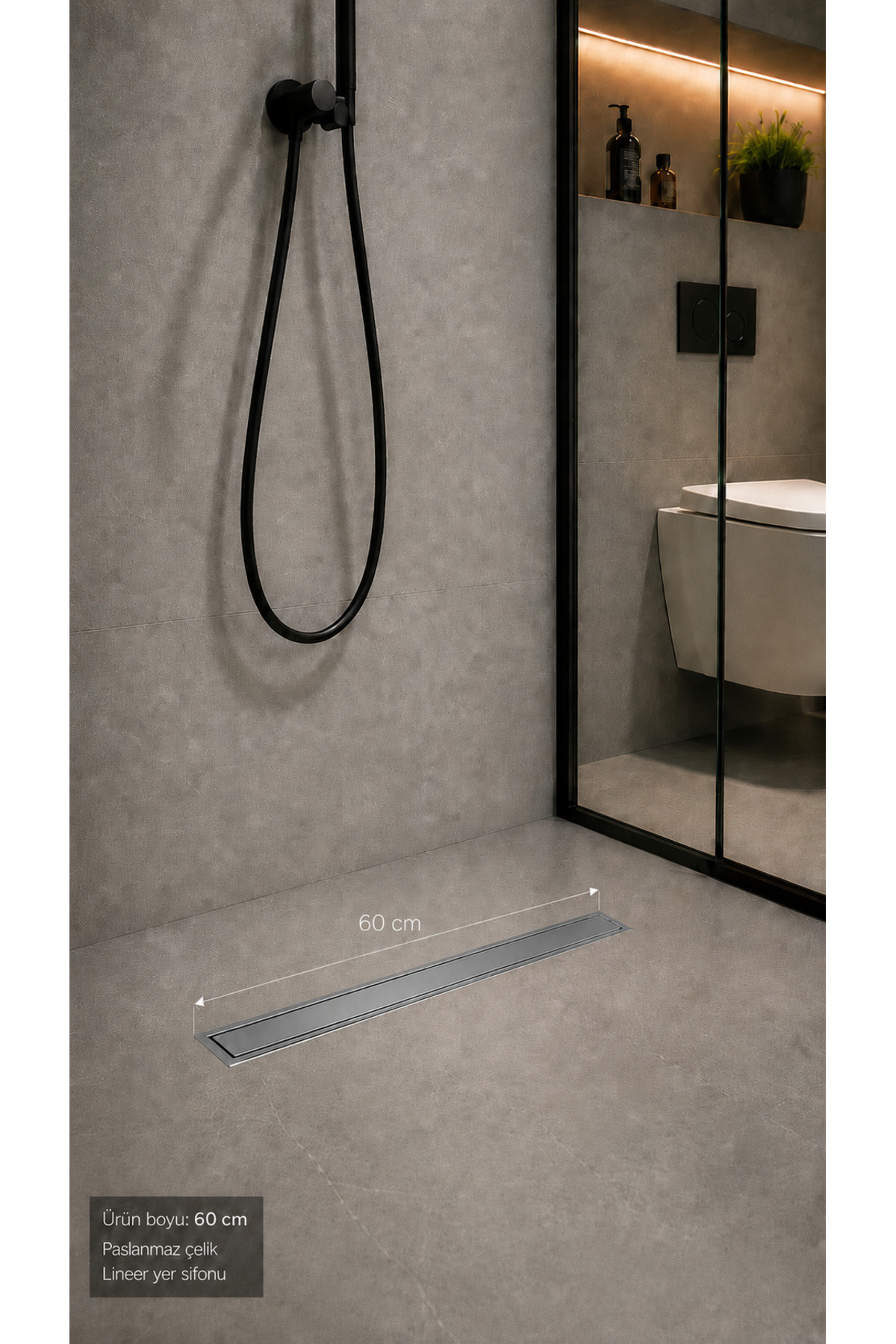 VitrA Eco Flow 60 Cm Duş Kanalı Yandan Çıkışlı Mat Çelik 5702036