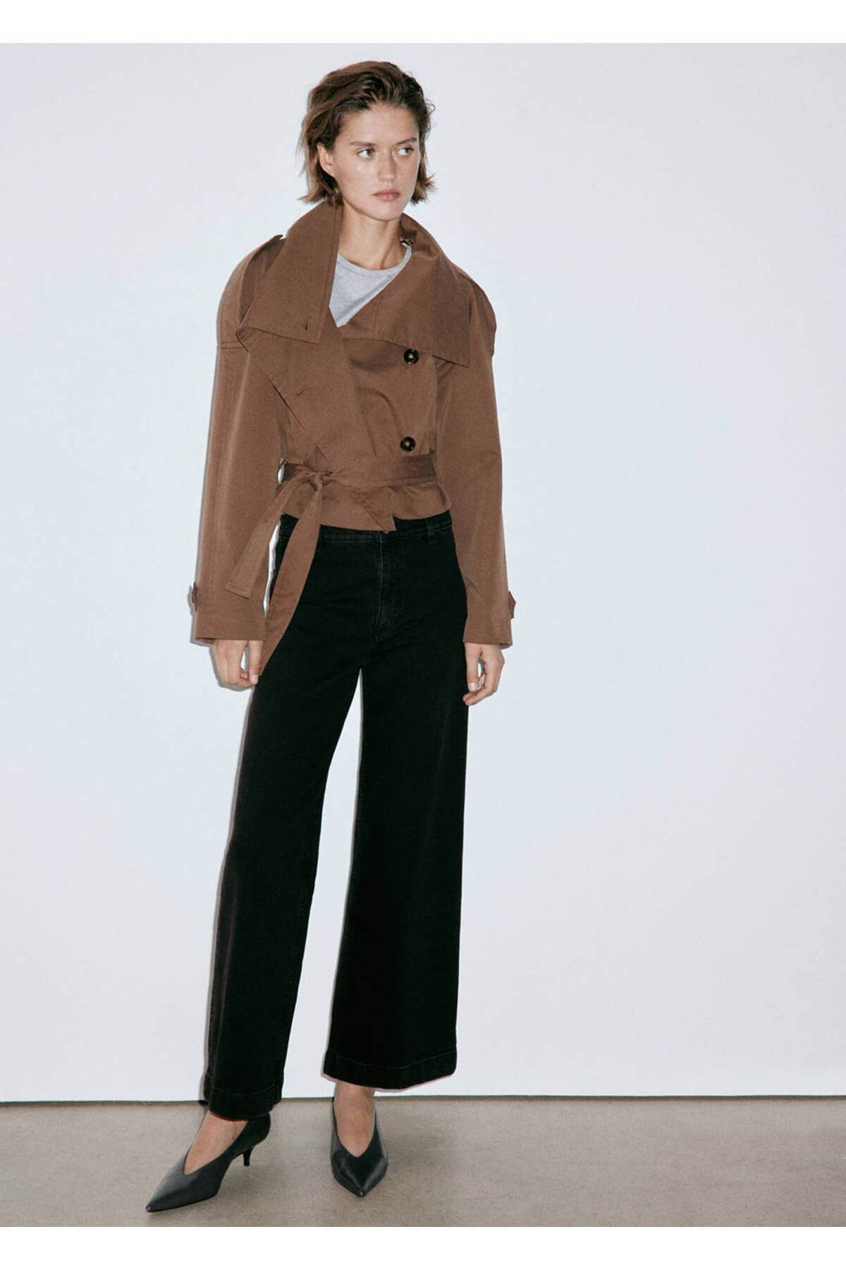MANGO Woman Catherin yüksek belli culotte jean pantolon görsel 2