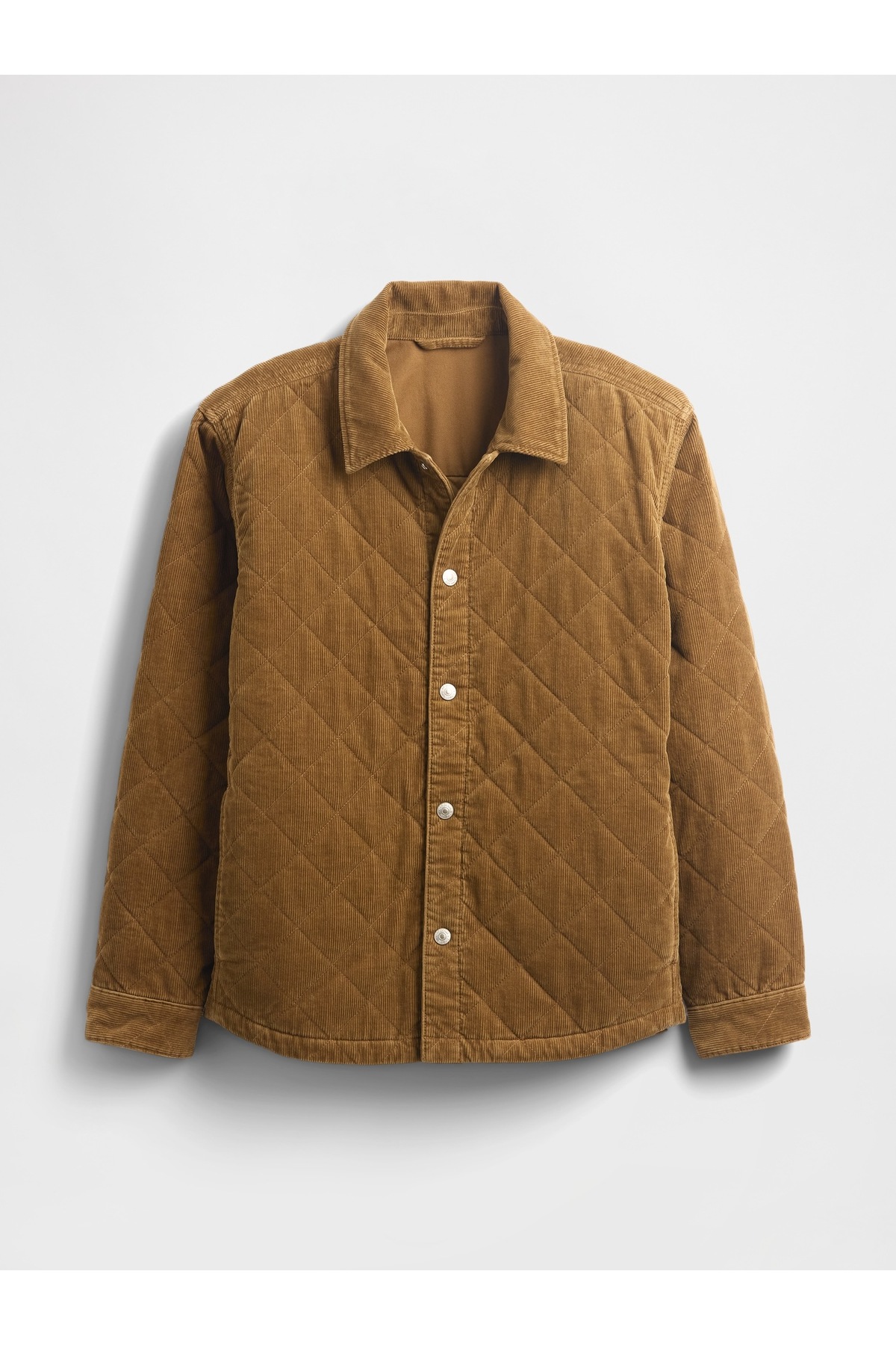 GAP Erkek Açık Kahverengi Quilted Corduroy Relaxed Gömlek Ceket görsel 2
