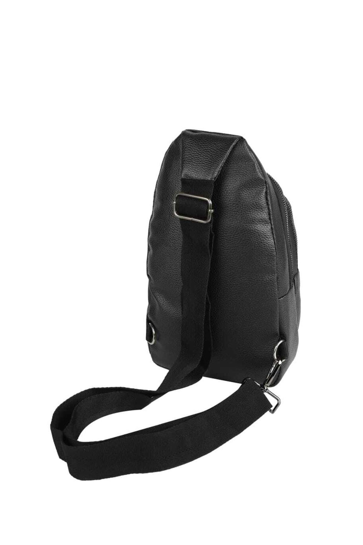 NEWISH POLO ACCESSORIES Vegan Deri Siyah Su Geçirmez Kulaklık Usb Çıkışlı Bel Ve Çapraz Omuz Çanta Göğüs Seyahat görsel 4