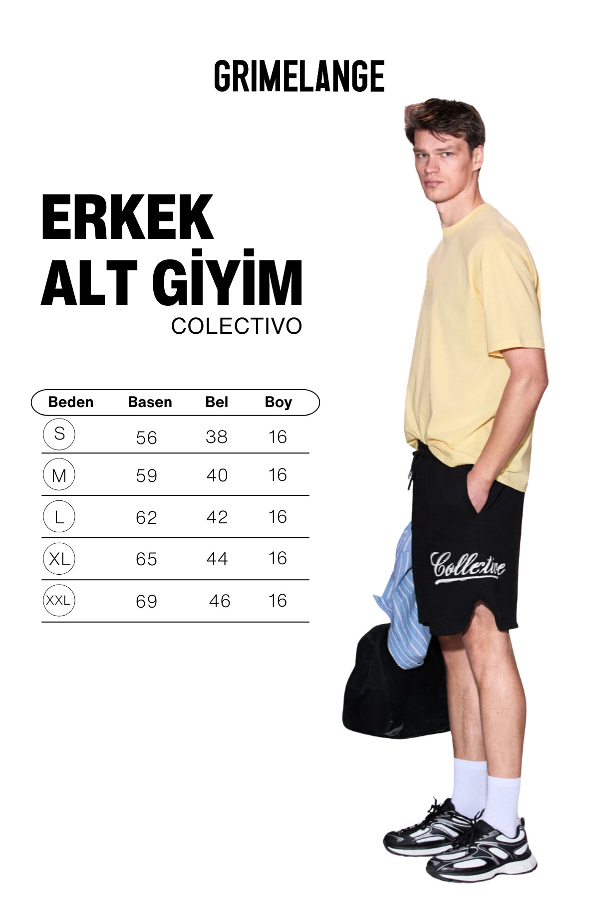 GRIMELANGE COLECTIVO Erkek %100 Organik Pamuklu Baskı Detaylı Çift Cepli Kordonlu Kısa Siyah Şort görsel 6