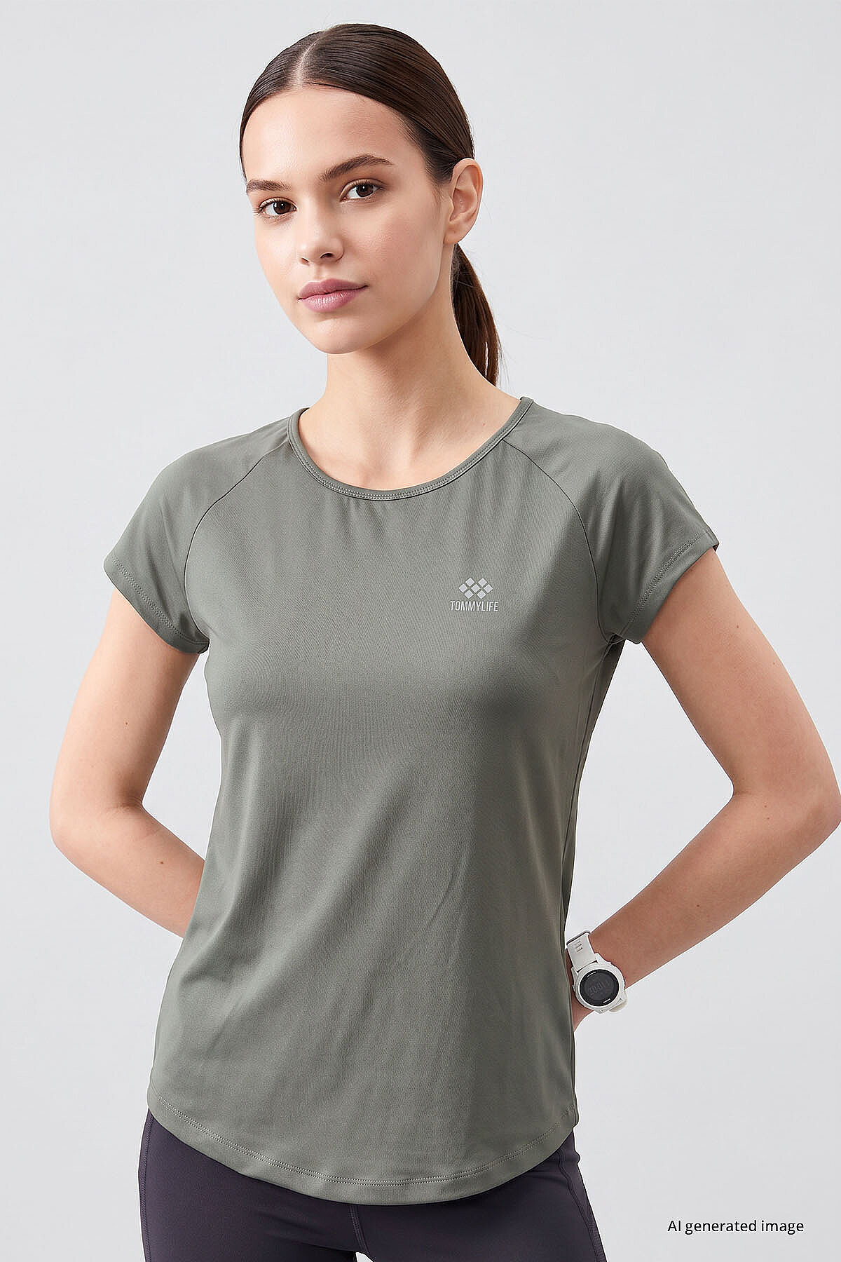 TOMMY LIFE Çağla Sırt Pencereli Kısa Kol Standart Kalıp O Yaka Kadın T-Shirt - 97101 görsel 2