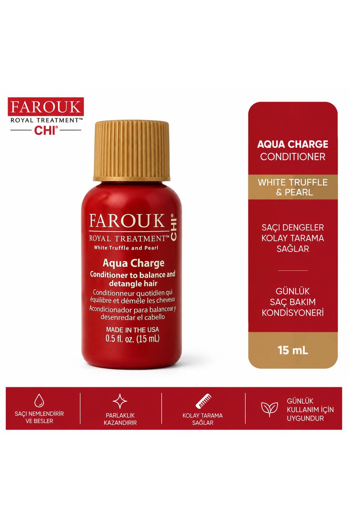 Farouk Royal Treatment Aqua Charge Saç Kremi White Truffle & Pearl 15 ml — INC2202 — تصویر 3 از 3