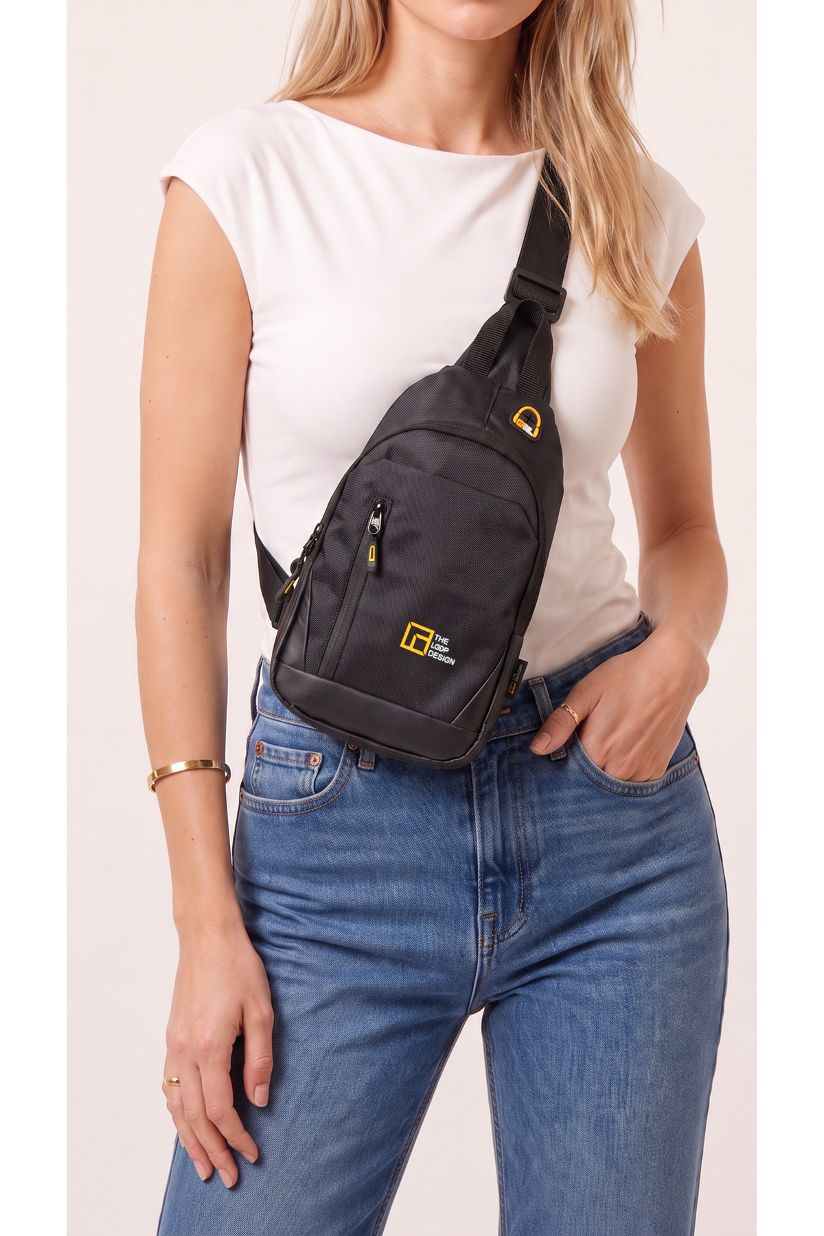 the loop design Unisex Çapraz Askılı Göğüs ve Omuz Çantası Günlük Body Bag görsel 2