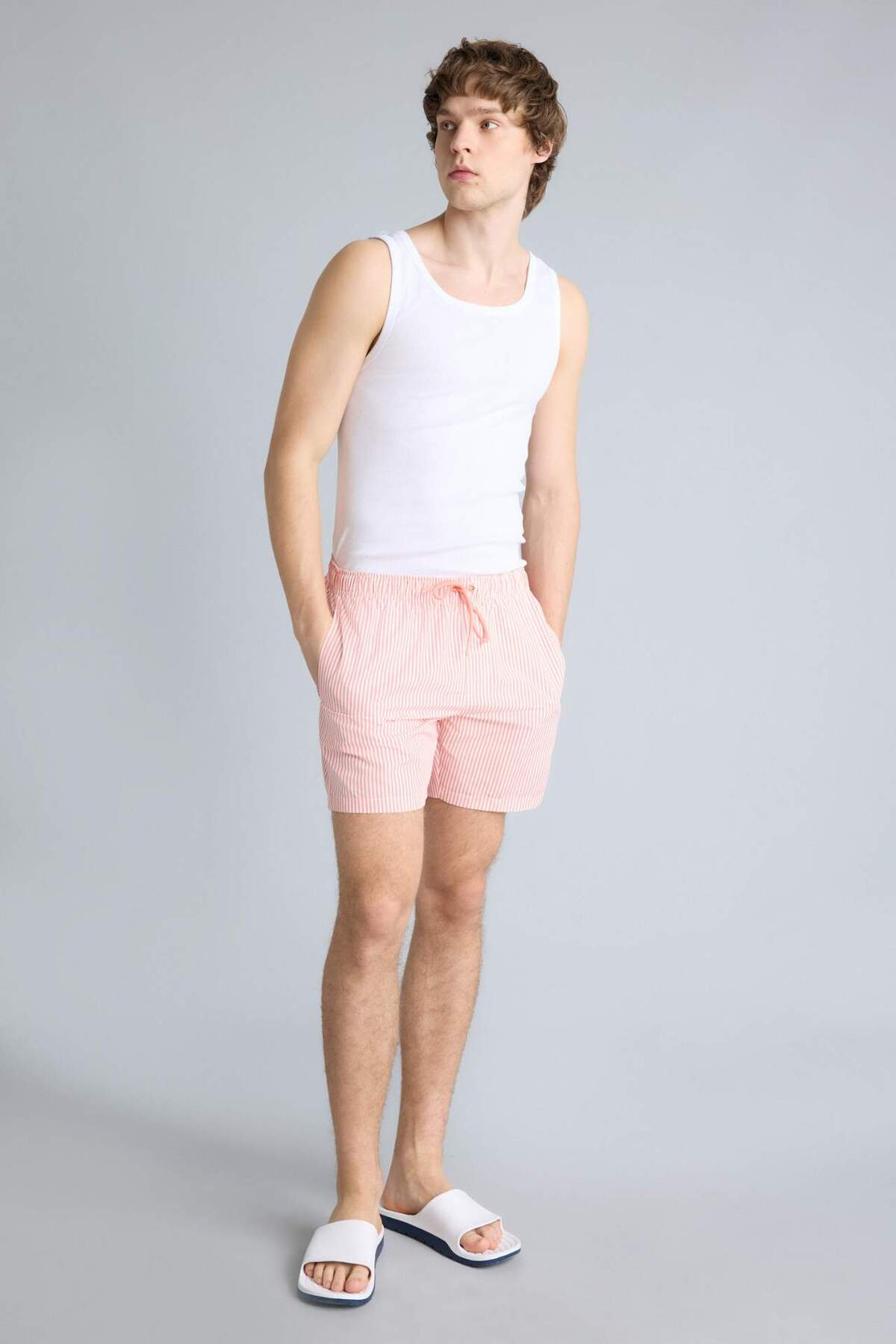 Defacto Striped Mesh Lined Short Length Sea Shorts U0024Az25Hs