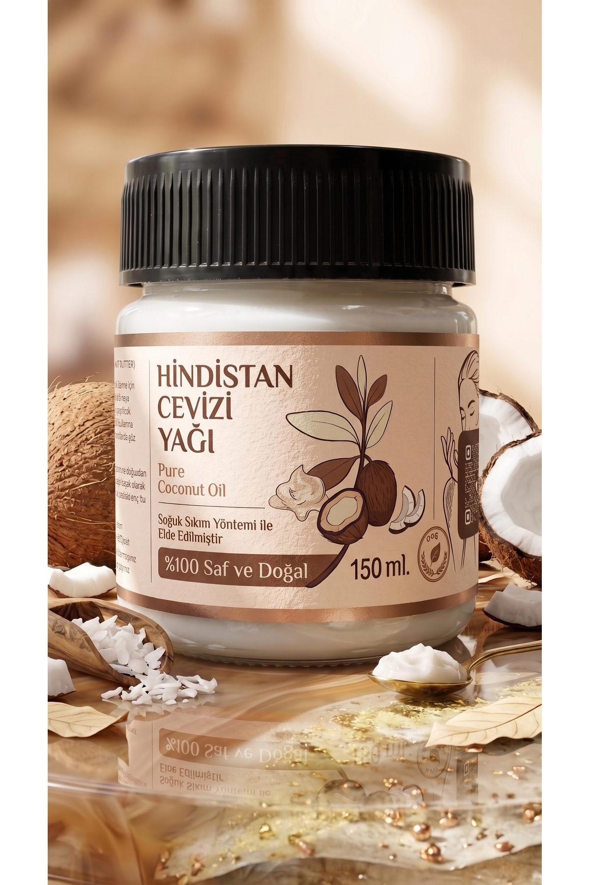 aktarloji 150 ml Saf Hindistan Cevizi Yağı / Soğuk Sıkım / %100 Saf Ve Doğal / Coconut Oil — 150ml-hindistan-cv-yag