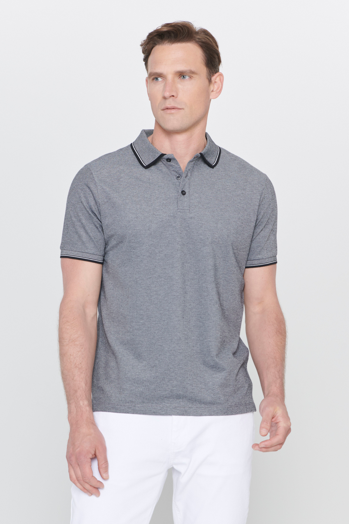 AC&Co / Altınyıldız Classics Erkek Çekmeyen Pamuklu Kumaş Slim Fit Dar Kesim Kıvrılmaz Polo Yaka Tişört görsel 7